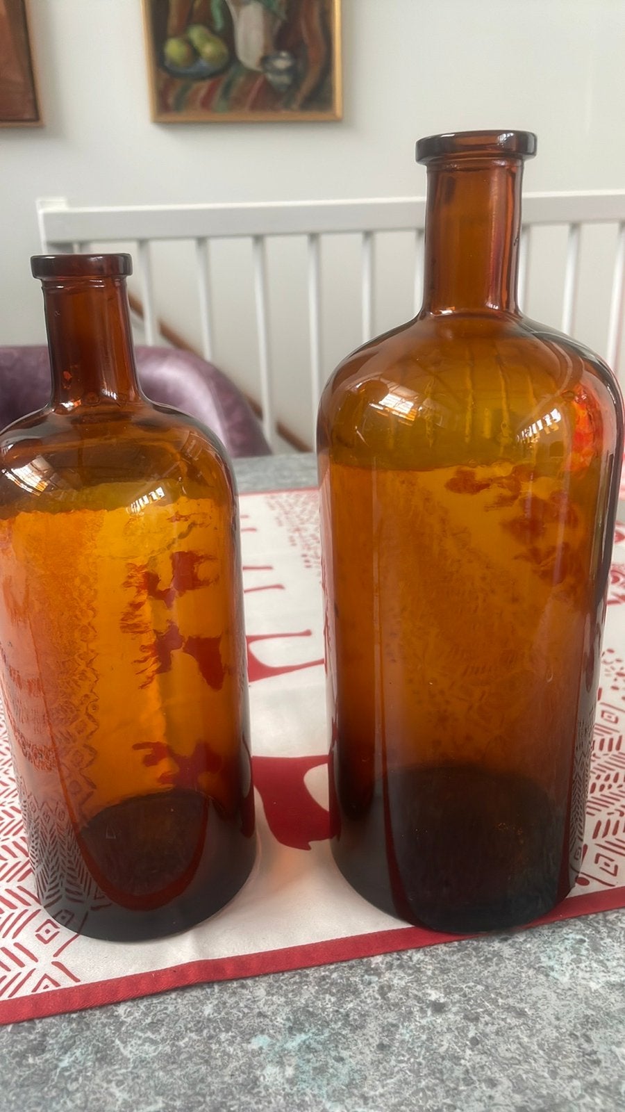 Bruine apothekersfles, Ophalen of Verzenden, Gebruikt, Bruin, Glas