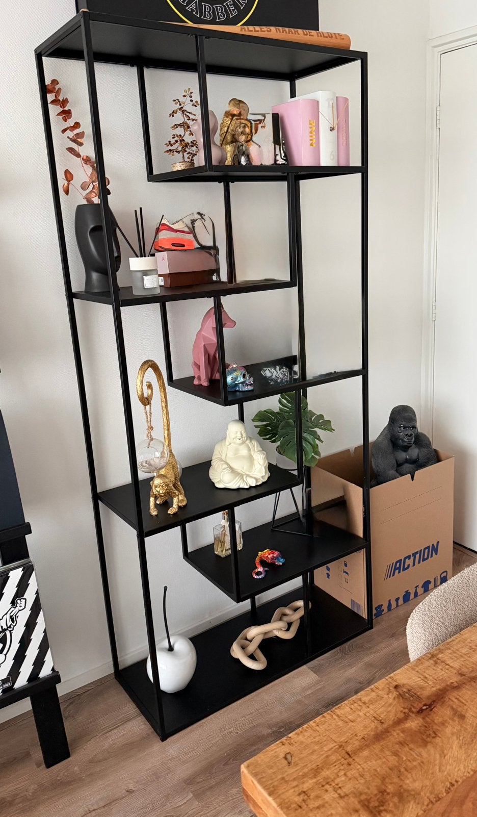 Industriële vakkenkast / roomdivider zwart – 189 x 85 cm, Ophalen of Verzenden, Zo goed als nieuw, Minder dan 150 cm, 150 tot 200 cm