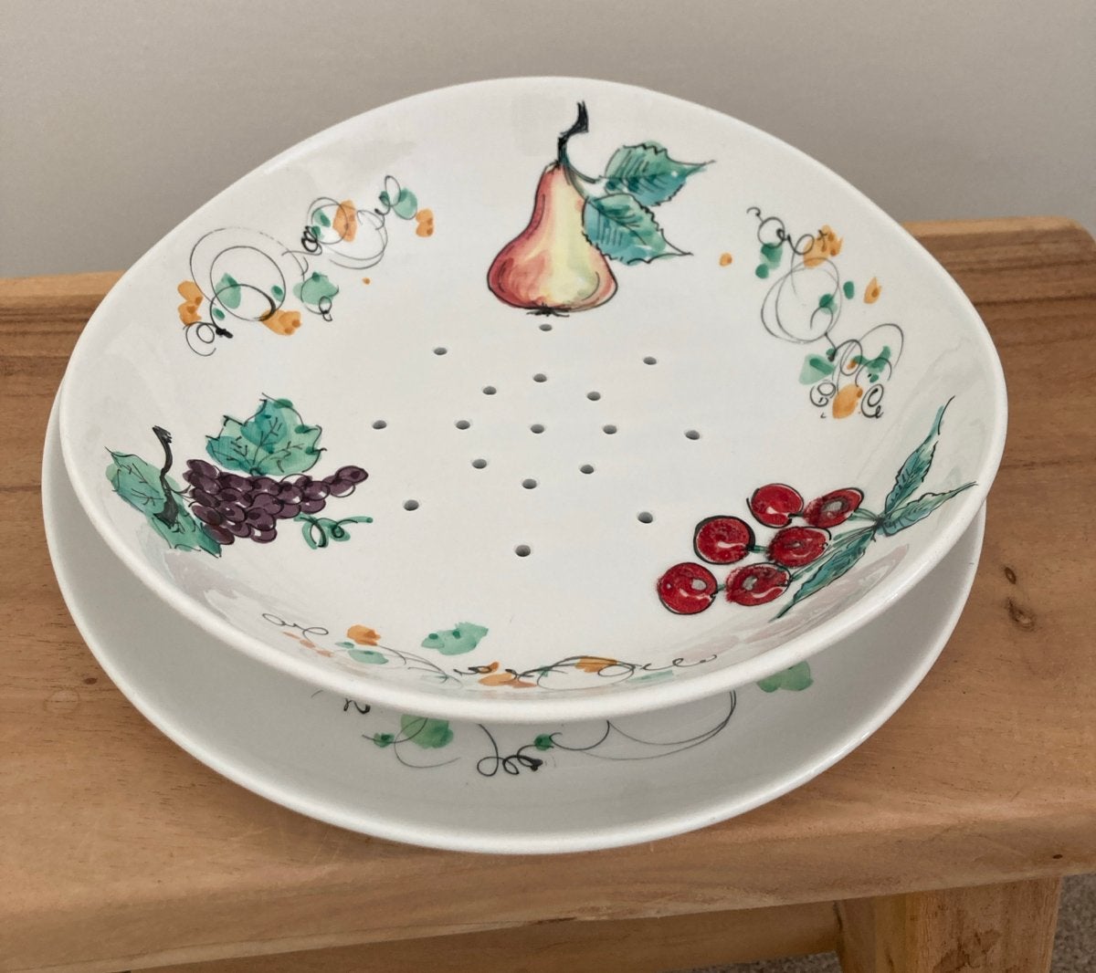 Vintage Italiaanse Aardbeien- en Fruitzeef met Schaal, Verzenden