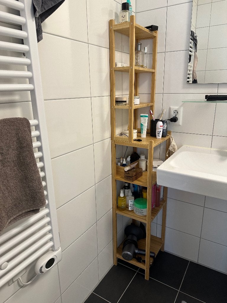 Ikea RÅGRUND Stellingkast/badkamerkast, bamboe, 33 cm, Ophalen, (Half)hoge kast, Minder dan 50 cm, Zo goed als nieuw