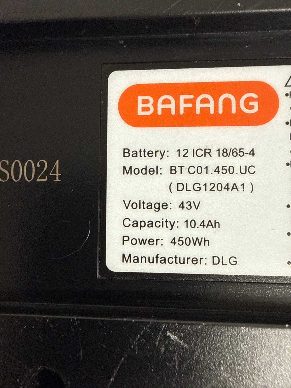 Bafang E-bike Accu 43V 10.4Ah 450Wh met Oplader, Gebruikt