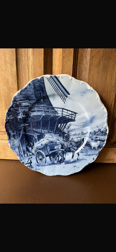 Delfts blauw sierbord molen tafereel - De Porceleyne Fles 19, Ophalen of Verzenden