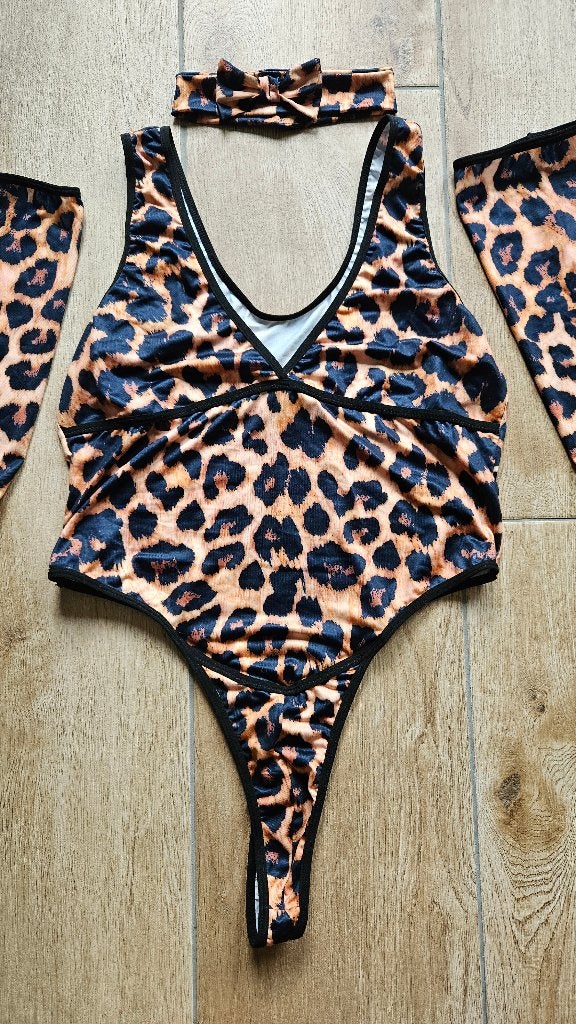 maat S / M heren body panterprint voor een leuke avond, Ophalen of Verzenden, Bruin, Overige typen