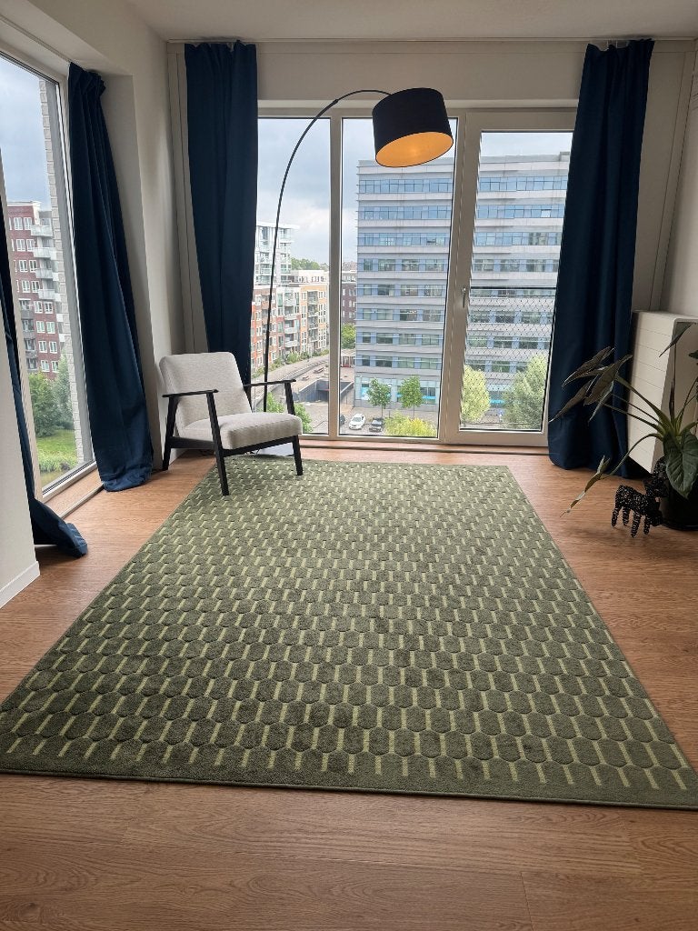 Supermooi groene karpet, Ophalen, 150 tot 200 cm, 200 cm of meer, Zo goed als nieuw