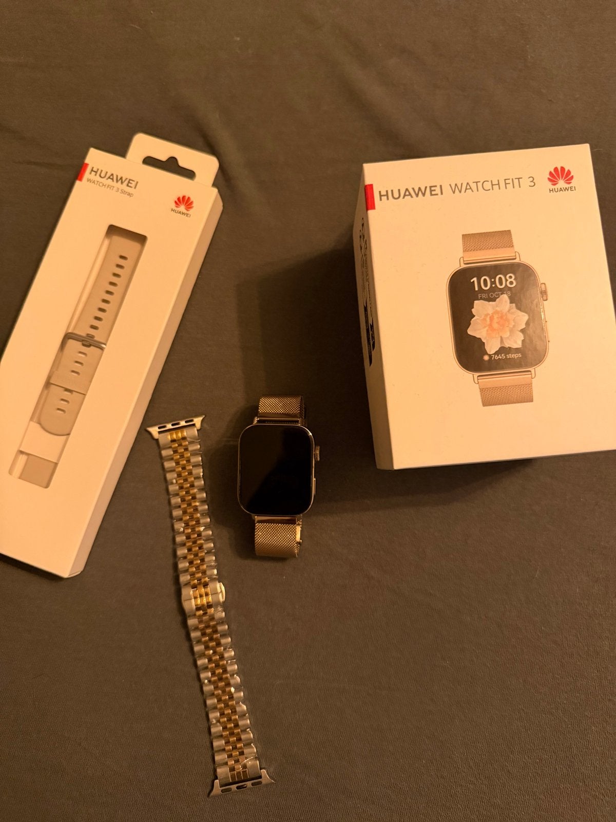Huawei Watch Fit 3 NFC Gold met extra bandjes, Ophalen of Verzenden, Zo goed als nieuw, Android