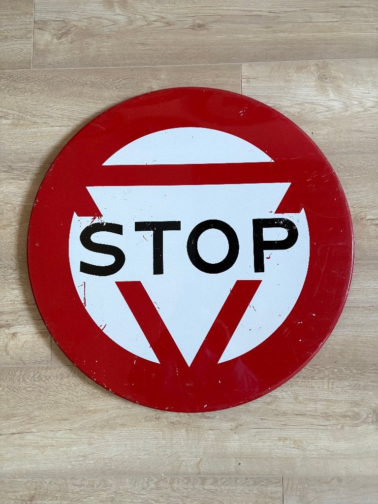 Verkeersbord STOP oud model diameter 60 cm, Ophalen