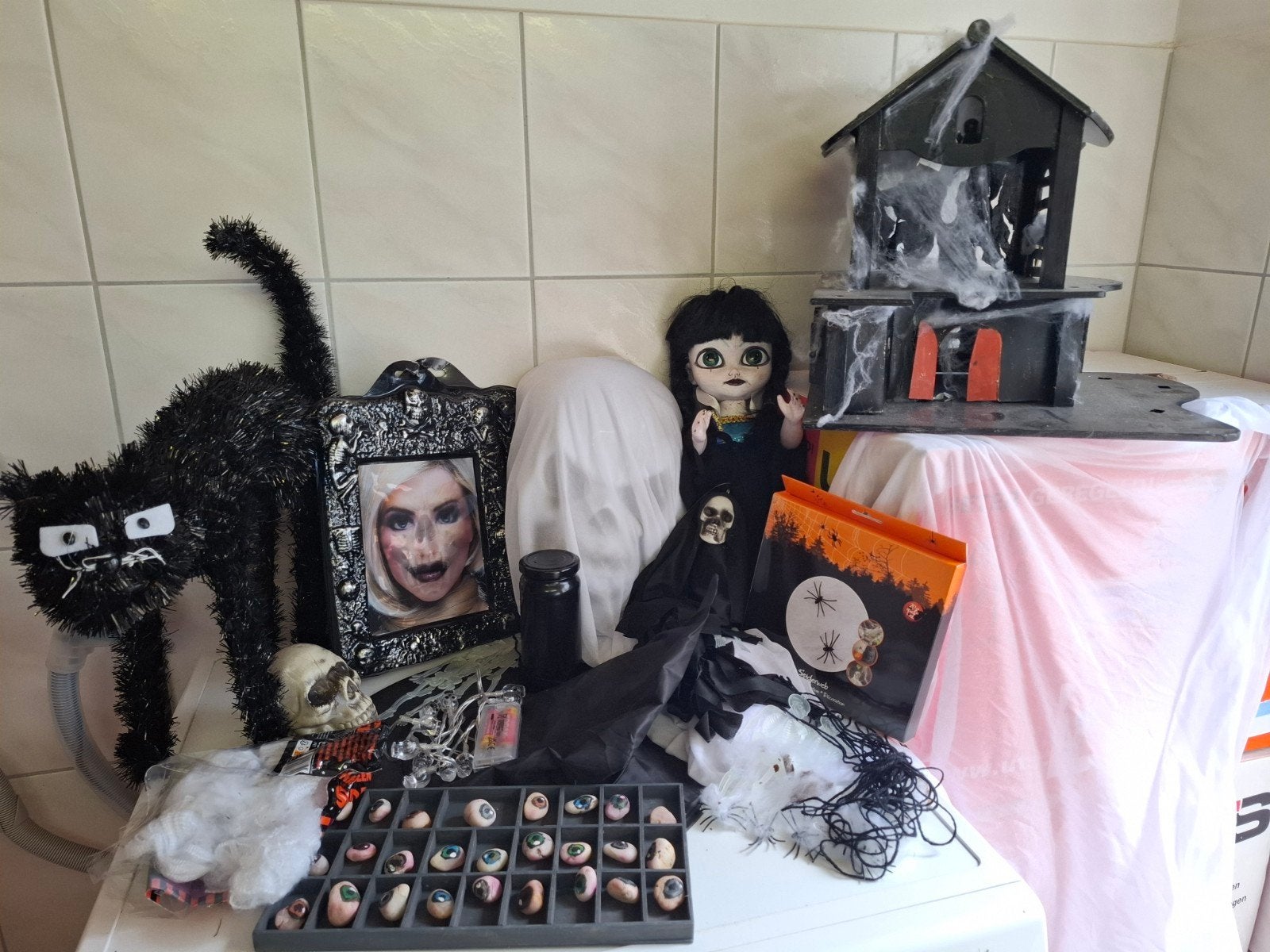 Grote Halloween Decoratie Set: Spookhuis, Kat, Heks, Ogen, Ophalen, Halloween of Griezel