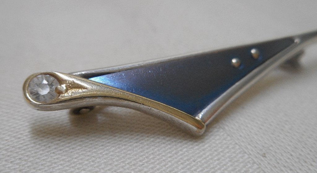 Zilveren modernist bicolor broche Franz Schreurle nr.154, 4 tot 7 cm, Overige kleuren, Verzenden, Zo goed als nieuw