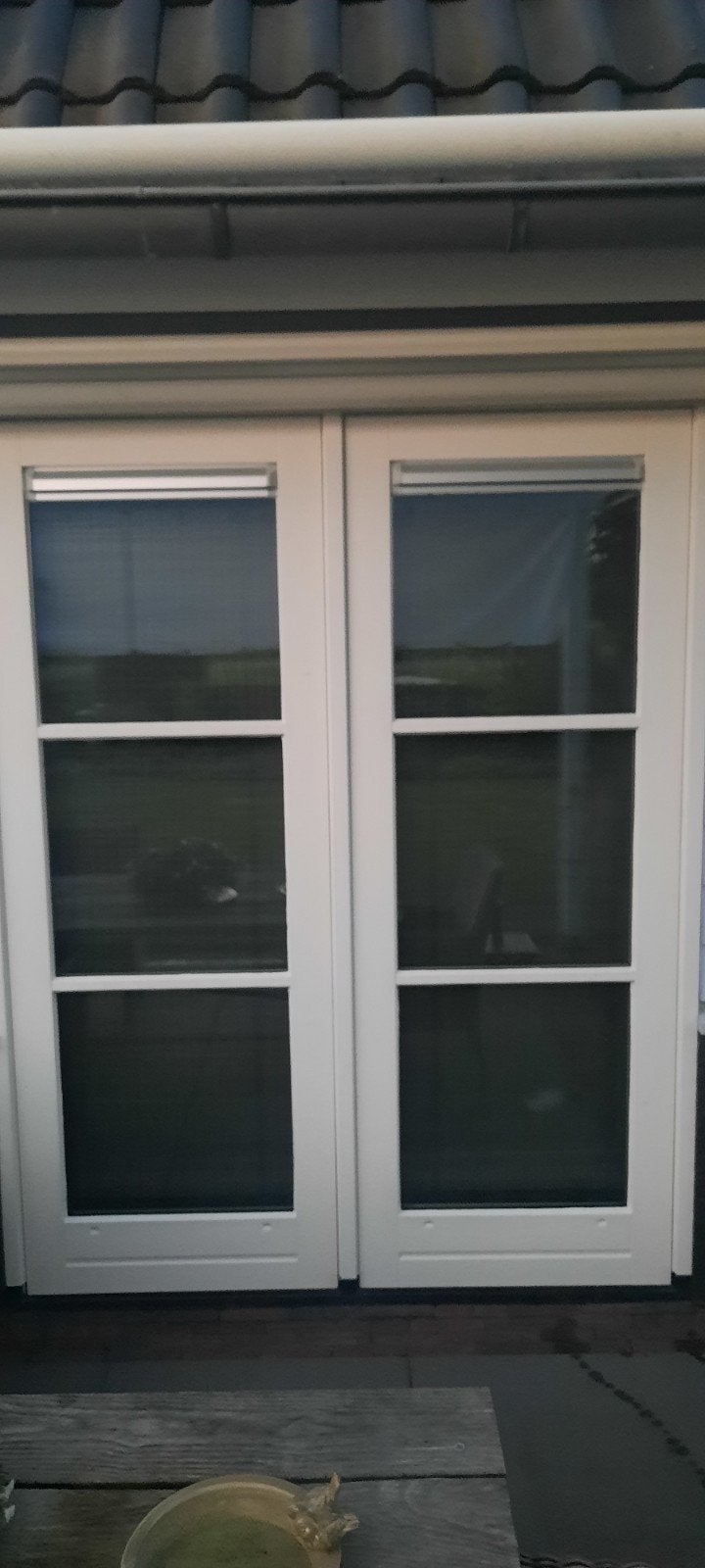 Hardhouten kozijn met dubbele deuren driedubbelglas en plakr, Ophalen, Overige typen, 160 cm of meer, Zo goed als nieuw