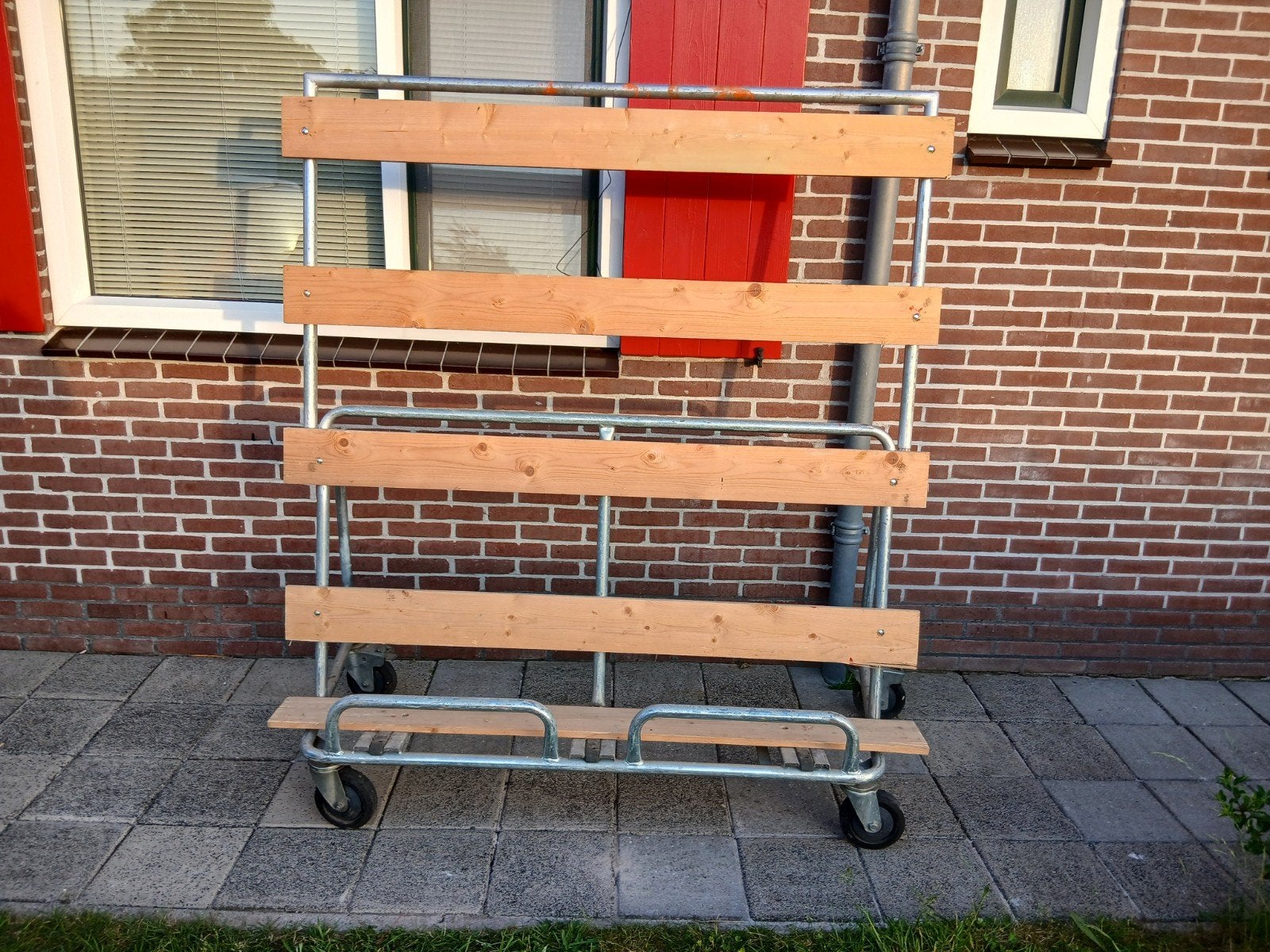 Transport kar voor kozijnen , glas of plaatmateriaal, Ophalen, Hout, 75 tot 150 cm, Raamkozijn