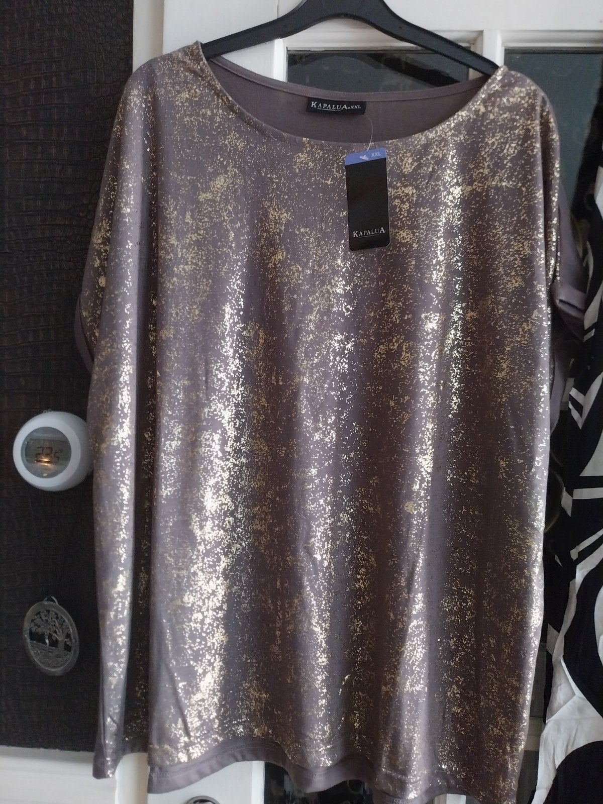 Kapalua XXL T-shirt met gouden print, Kleding | Dames, Bruin, Kapalua, Maat 46/48 (XL) of groter, Nieuw