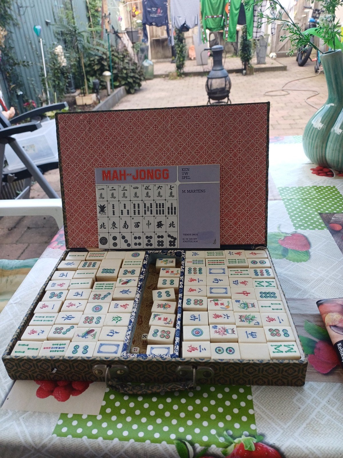 vintage mahjong set in koffertje  zie foto's, Ophalen of Verzenden