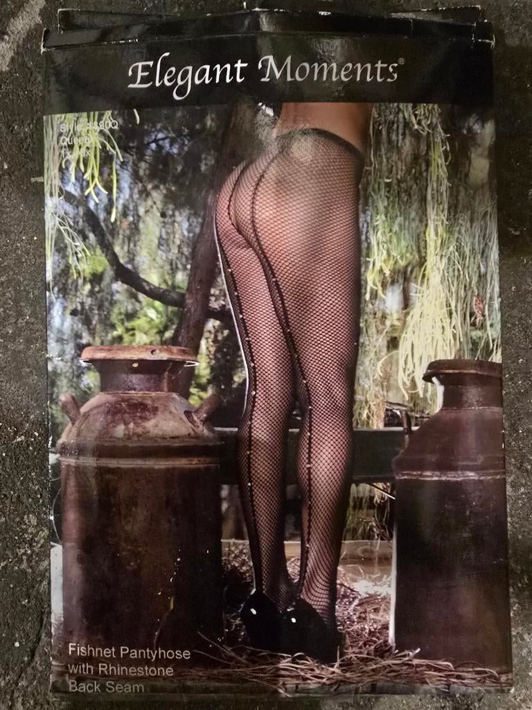 Luxe net panty met strass en naad - Elegant Moments, Verzenden, Zwart, Nieuw, Elegant Moments