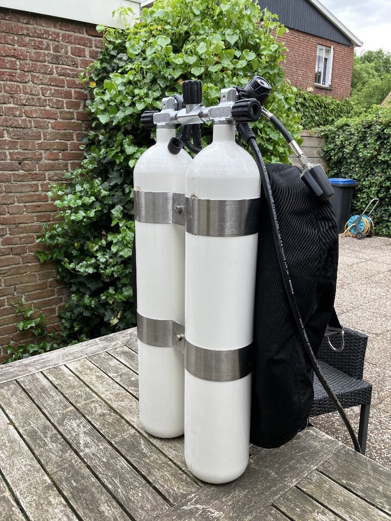 Dubbelset + X-Deep Wing, Ophalen, Zo goed als nieuw, Duikfles
