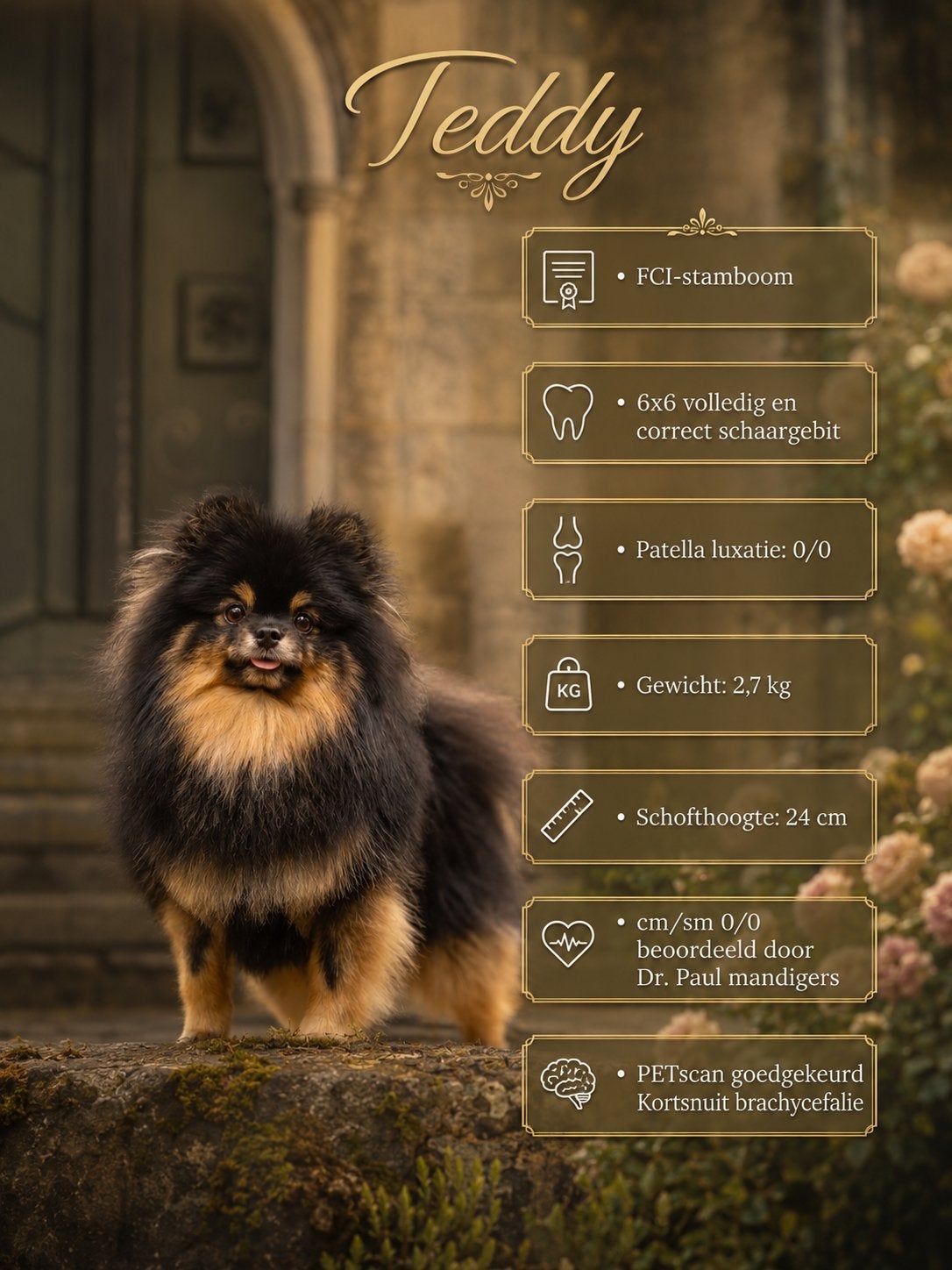 Pomeriaan dekreu FCI cm/sm/pl vrij, Dieren en Toebehoren, Honden | Dekreuen, Reu, Particulier, Eén hond, Buitenland, 1 tot 2 jaar