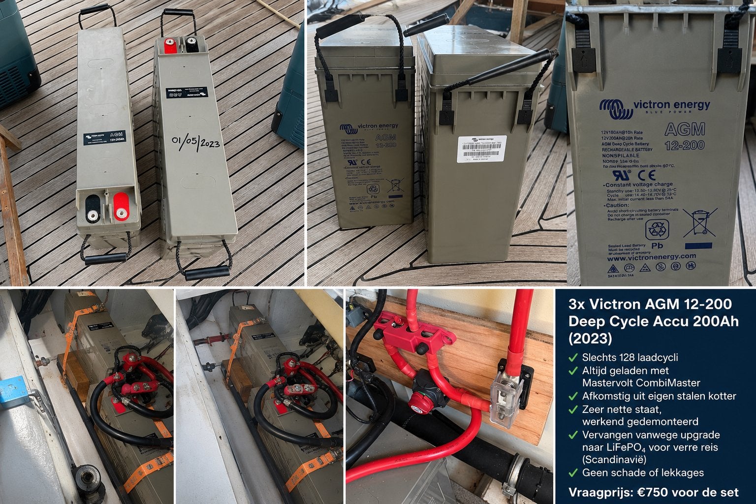3x Victron AGM 12-200 Deep Cycle Accu 200Ah 2023) huishoud, Watersport en Boten, Ophalen, Gebruikt, Motor en Techniek