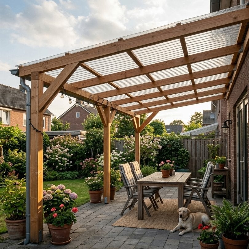 FAILLISSEMENTS PARTIJ Nwe POLYESTER PROFIELPLATEN 200x105cm, Ophalen, Nieuw, Veranda