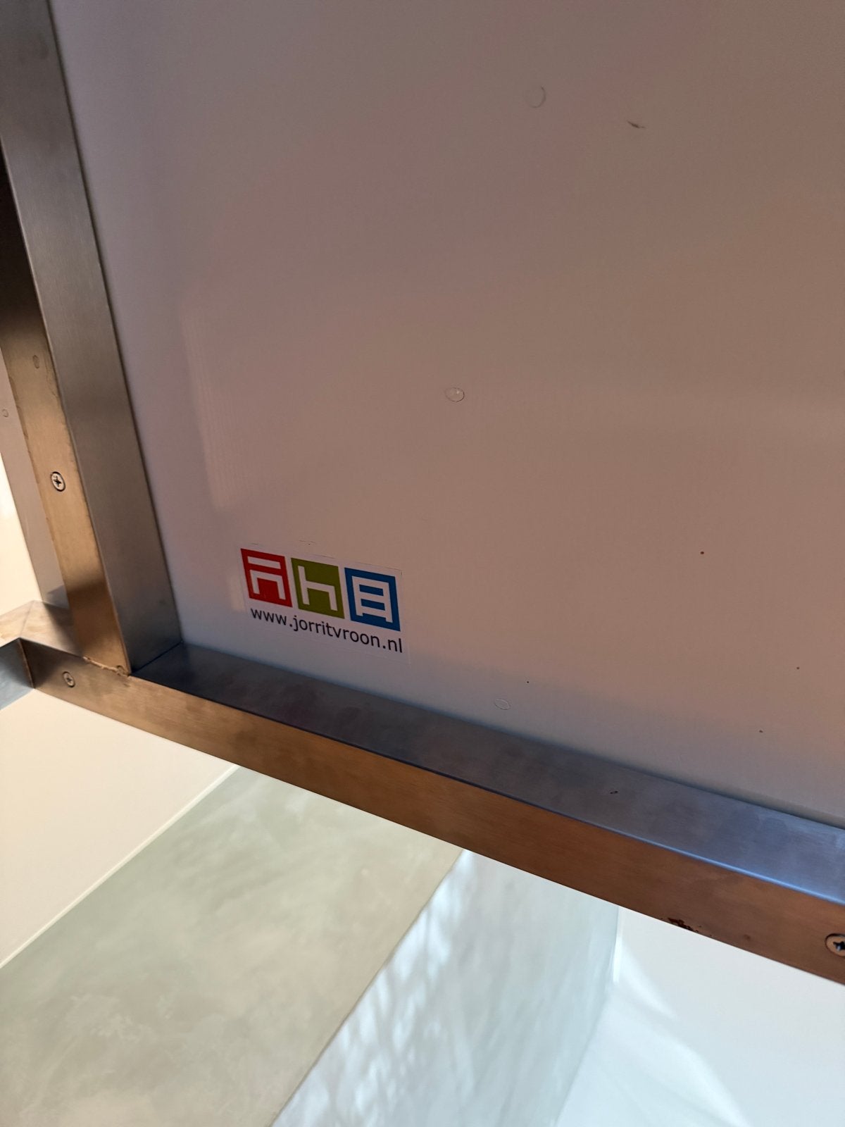 Design eettafel Jorrit Vroon - 2.60m wit blad, aluminium fra, Ophalen, Gebruikt, 200 cm of meer, 50 tot 100 cm