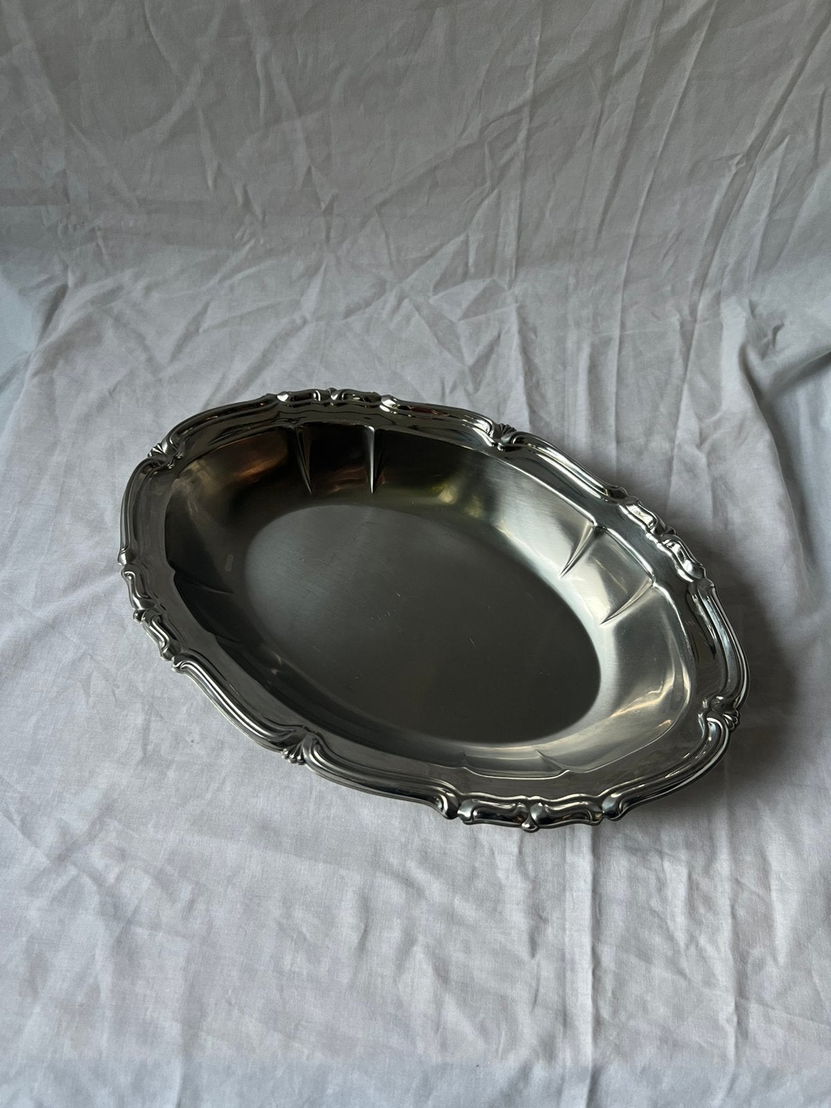 Vintage Italiaanse Alfra Alessi ovale RVS design schaal, Ophalen, Metaal, Vintage, Schaal of Schalen
