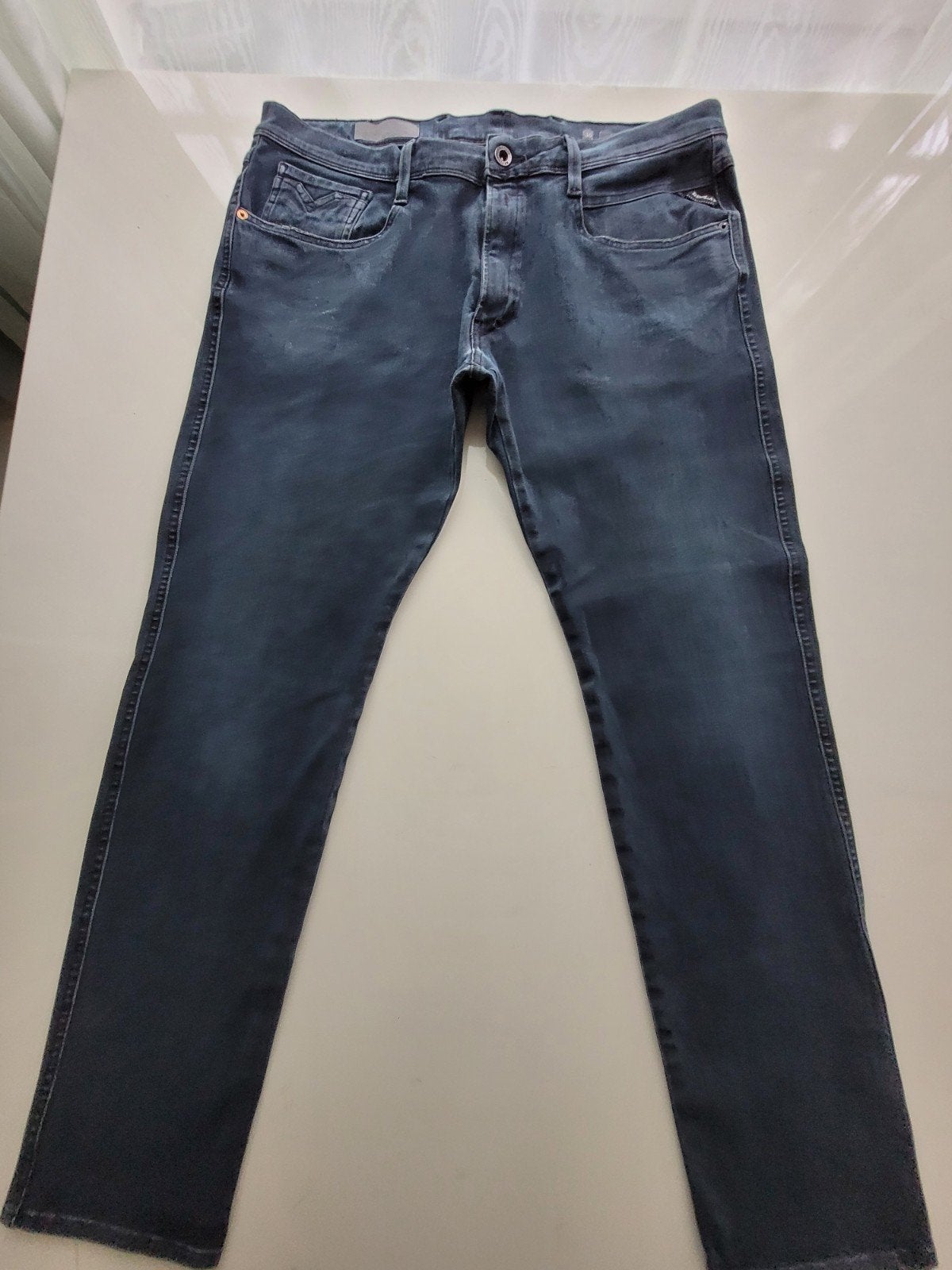 REPLAY ANBASS SLIM SKINNY HYPERFLEX STRETCH JEANS SIZE 36/30, W36 - W38 (confectie 52/54), Blauw, Ophalen of Verzenden, Zo goed als nieuw