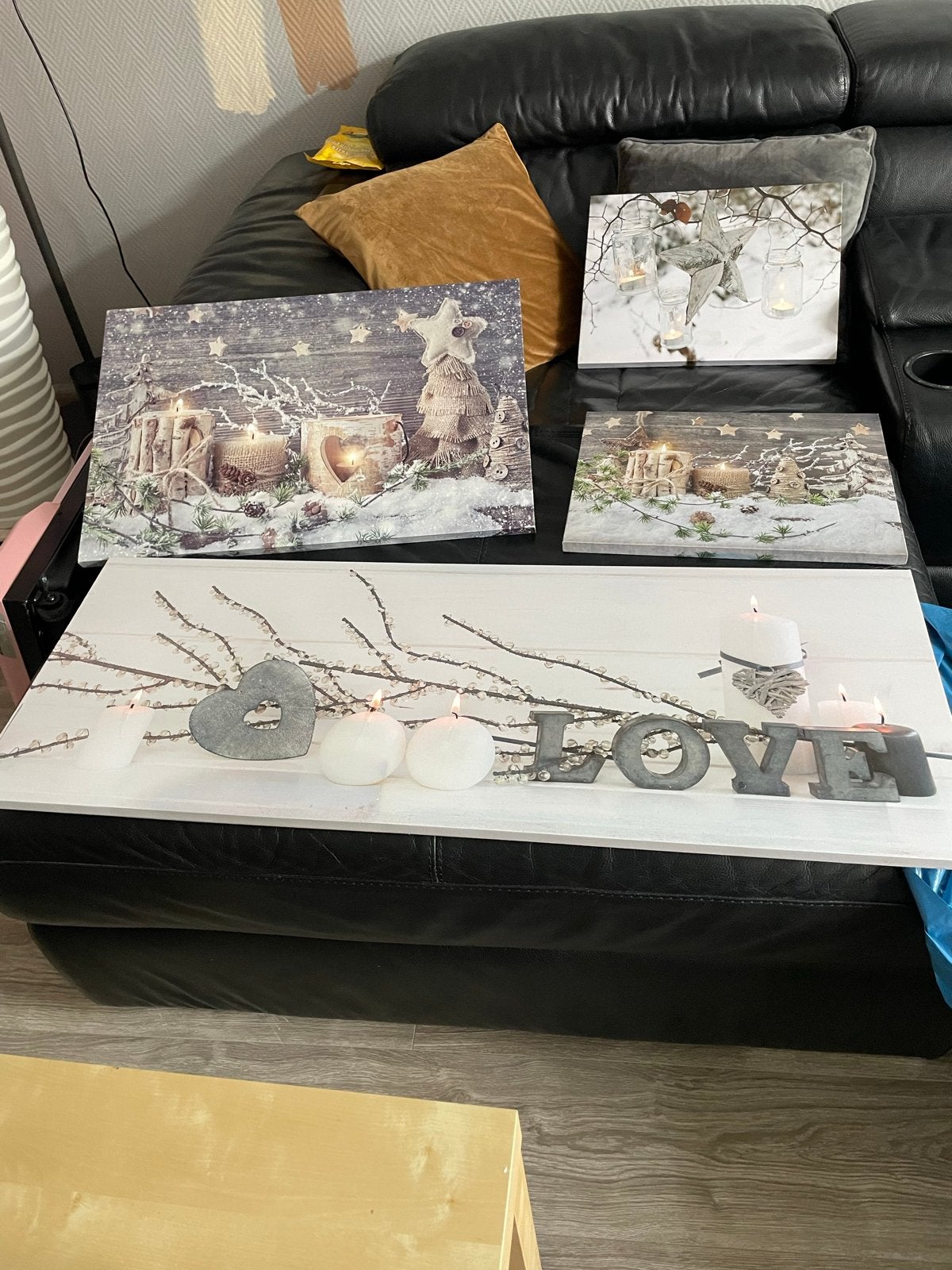 Sfeervolle winterse canvas schilderijen met verlichting, Huis en Inrichting, Ophalen, Zo goed als nieuw, Schilderij, 5 – 50