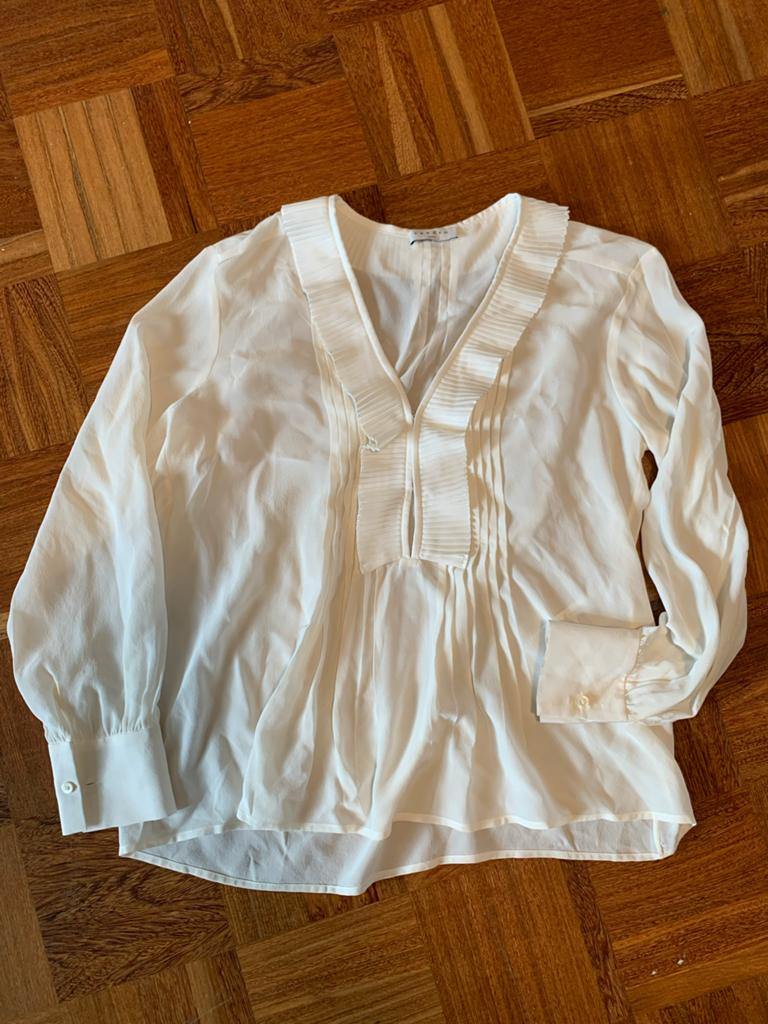 Sandro Paris Zijden Shirt Maat 34/36, Ophalen of Verzenden, Zo goed als nieuw, Maat 34 (XS) of kleiner, Wit