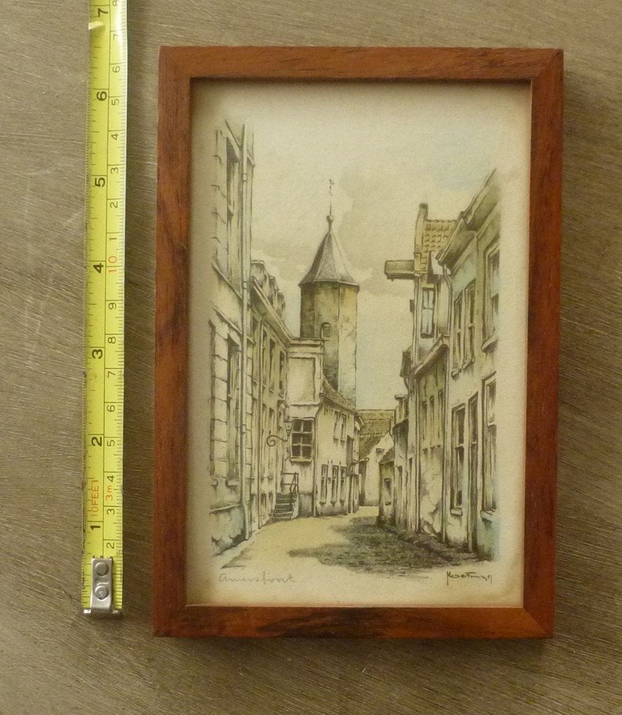 schilderijtje AMERSFOORT stadsgezicht, ik denk aquarel (Q27), Ophalen of Verzenden