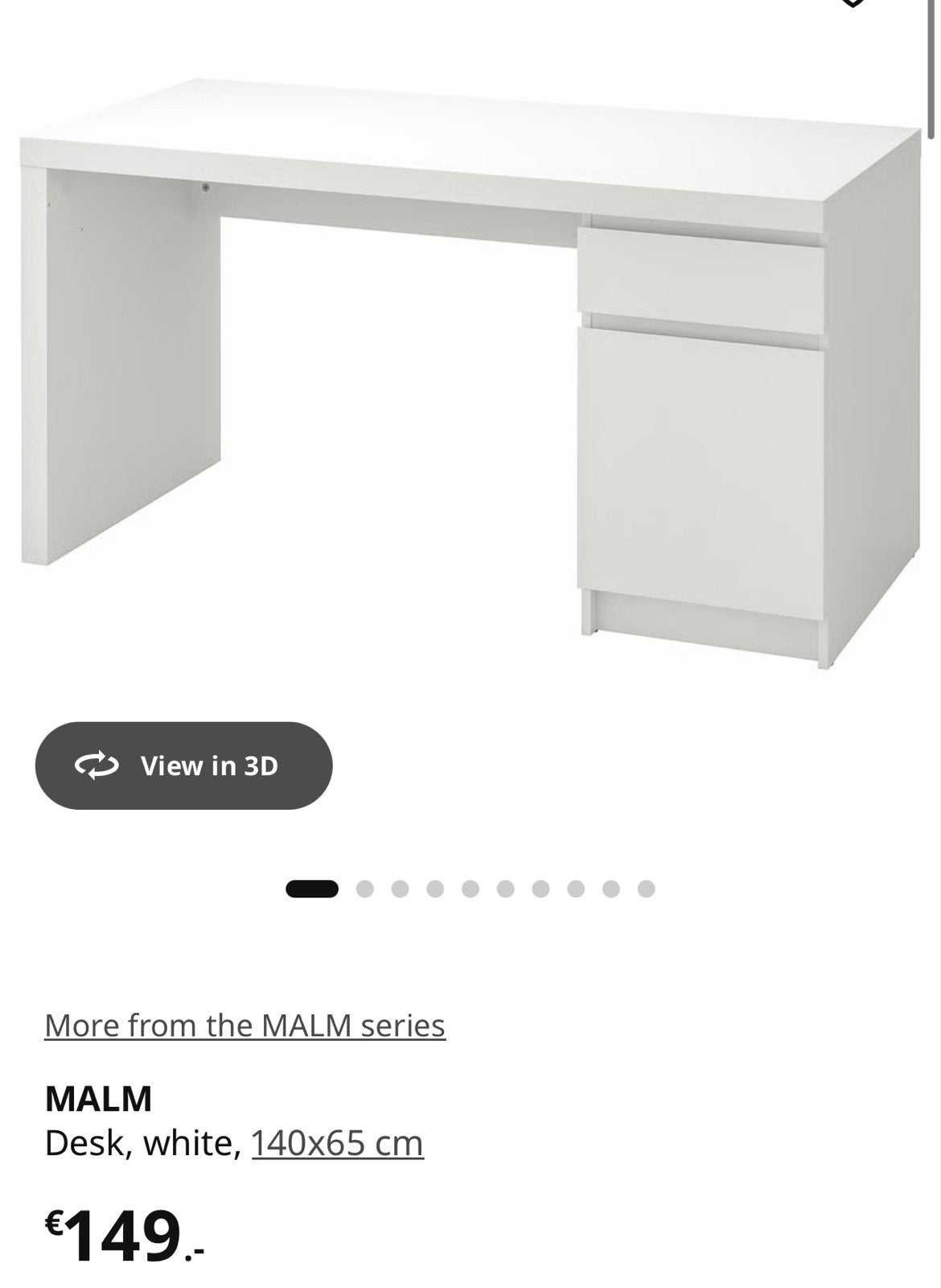 IKEA MALM Bureau Wit, Ophalen, Gebruikt, Met lades, Spaanplaat of MDF