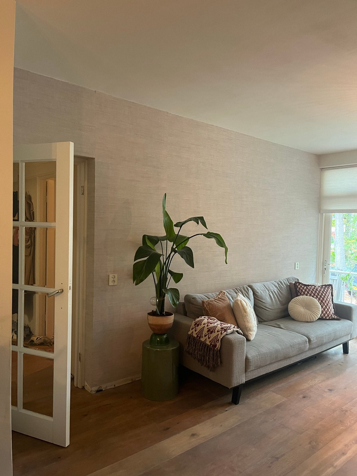 Gratis bank! Snel ophalen in Zeist., Ophalen, Gebruikt, Natuurlijk materiaal, E27 (groot)