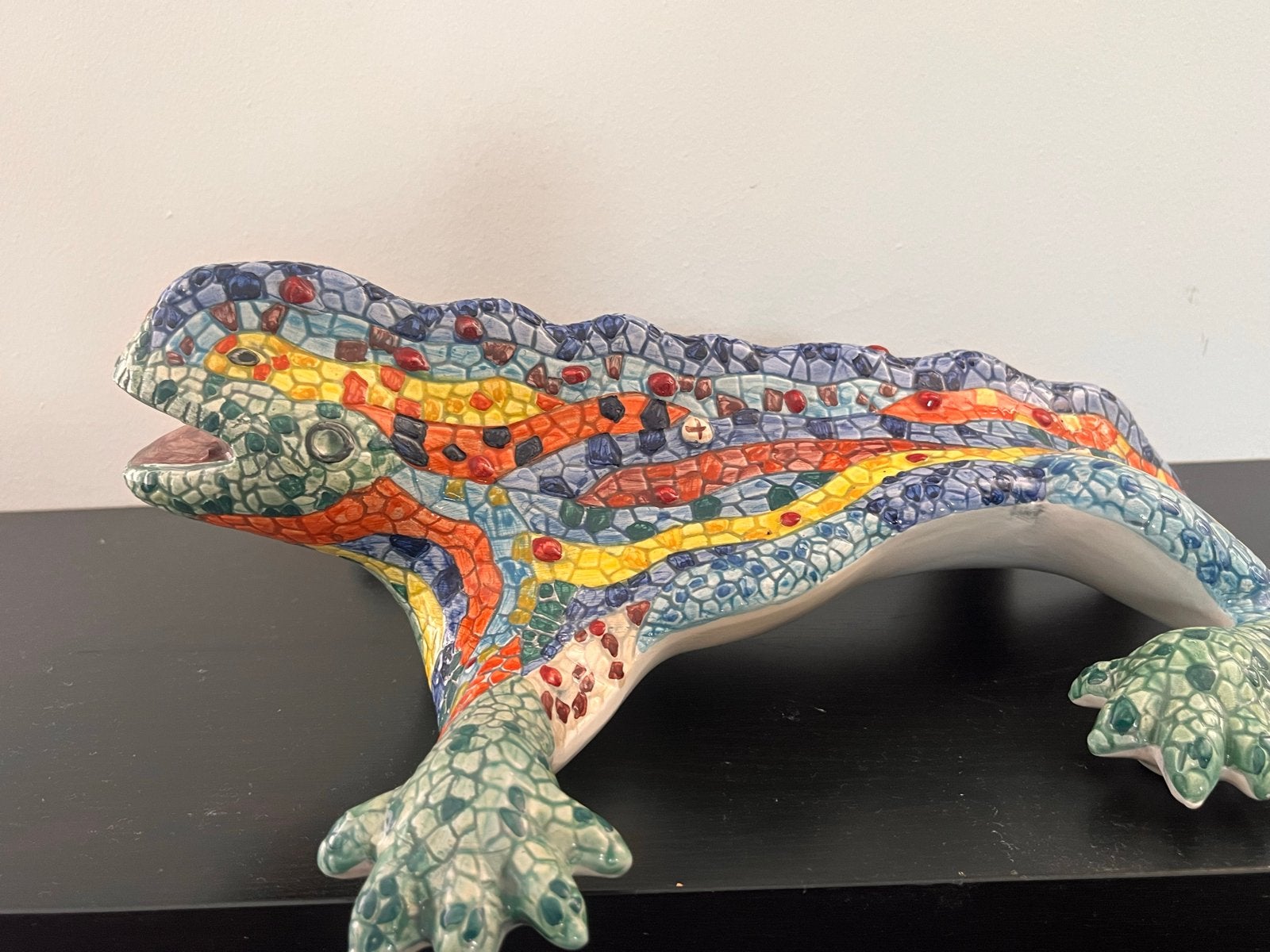 Kleurrijke Gaudi Salamander Hagedis Keramiek Beeld, Antiek en Kunst, Overige onderwerpen, Art nouveau, Beschilderd, Ophalen of Verzenden