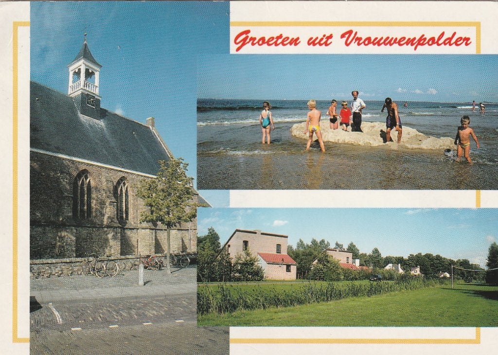 VROUWENPOLDER Kerk Strand Bungalows Groeten, Verzenden, 1980 tot heden, Gelopen, Zeeland