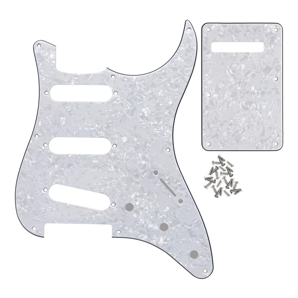 3-laags stratocaster pearloid white sss pickguard 8 hole, Moku Custom Guitars, Nieuw, 4613CB, Ophalen of Verzenden