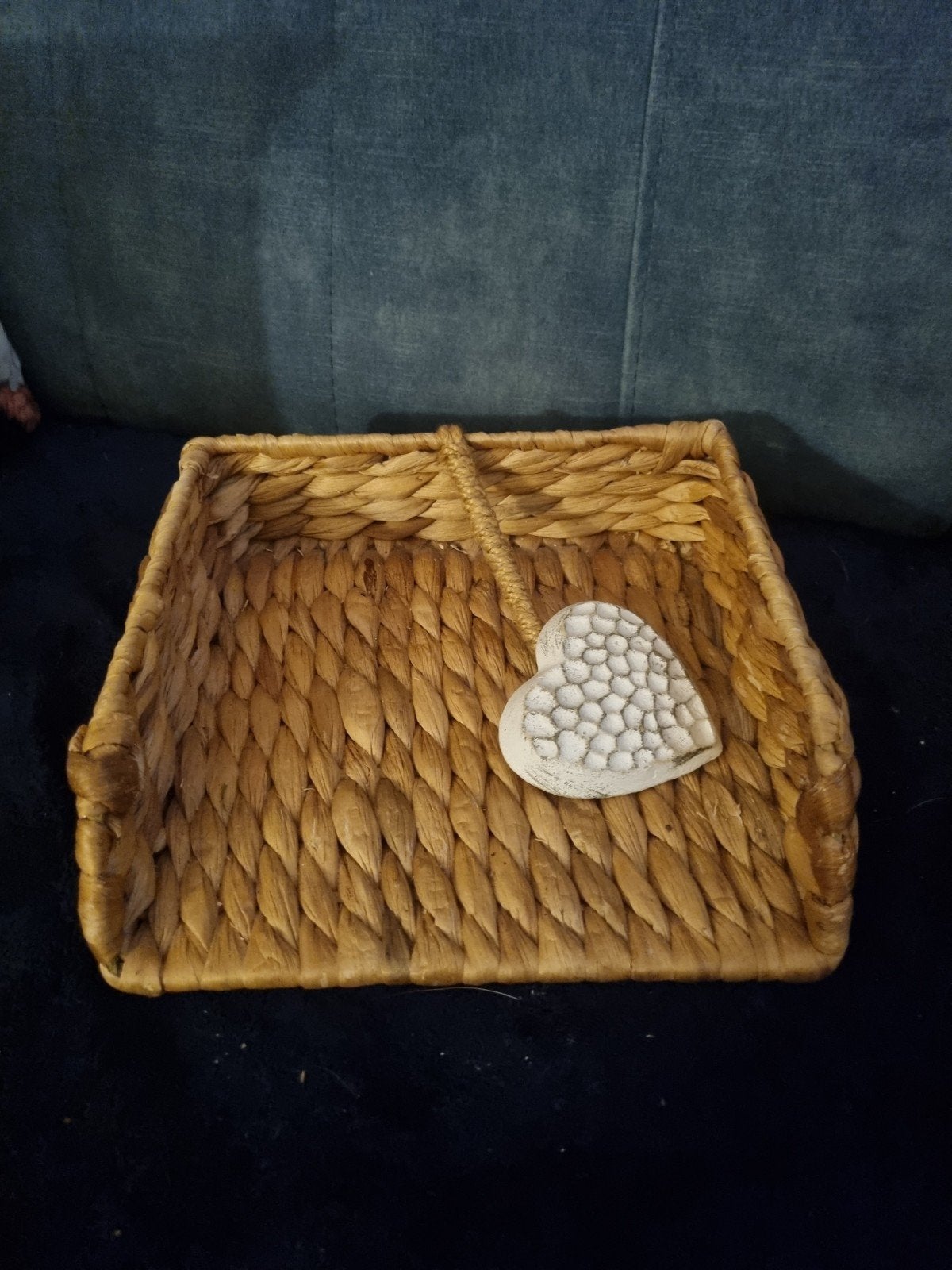 rotan briefjes bewaar bakje, Gebruikt, Gevlochten, Serveerplank, Natuurlijk materiaal