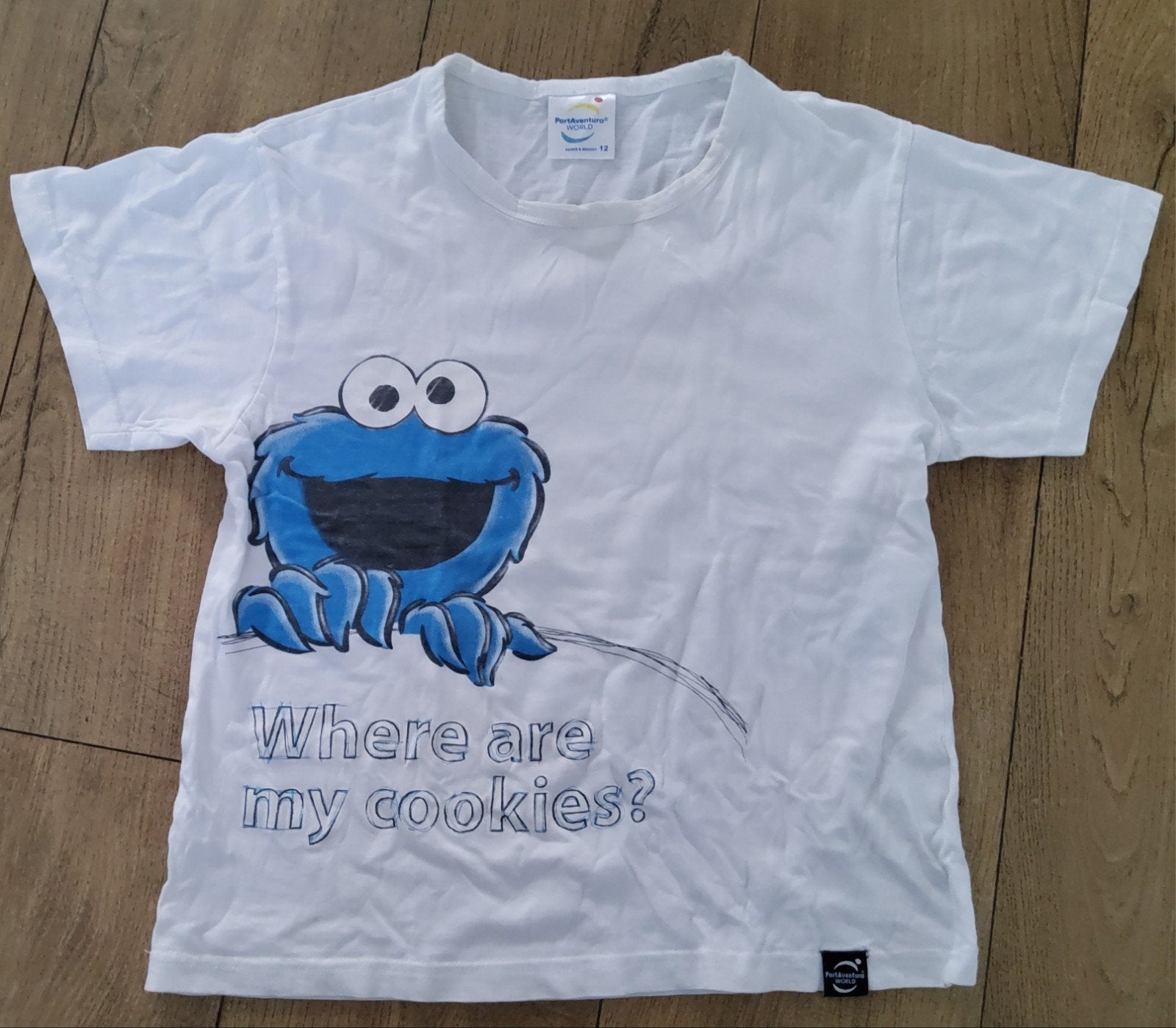 T-SHIRT Sesamstraat Koekiemonster 'PortAventura World' 12 jr, PortAventura World, Gebruikt, Jongen of Meisje, Ophalen of Verzenden