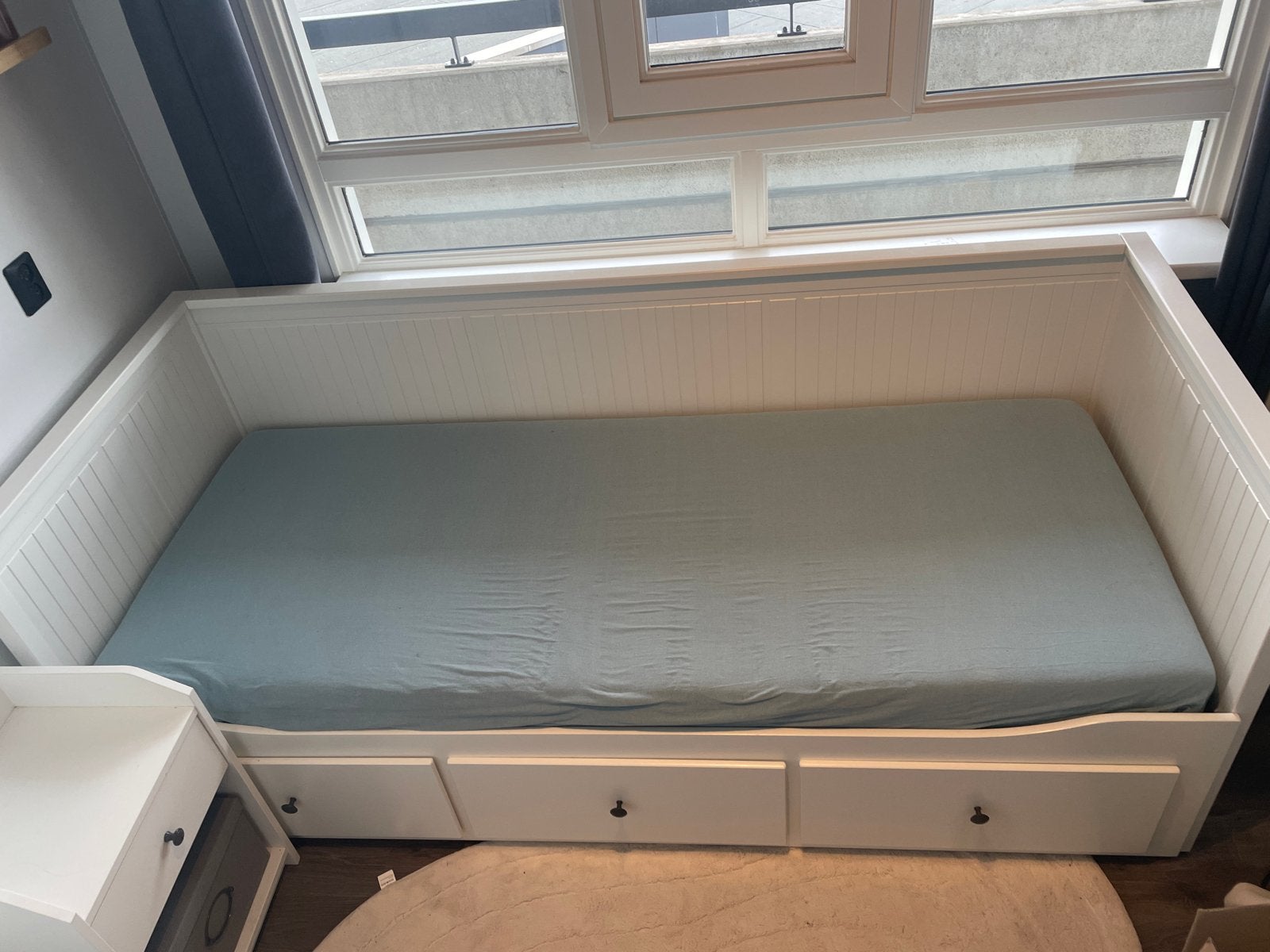 IKEA Hemnes bed 80x200 met matras en nachtkastje, Ophalen, Gebruikt, Eenpersoons, Wit