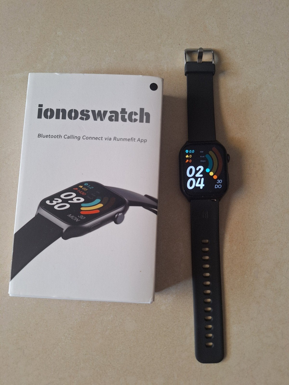 NIEUW Ionos health & sport Smartwatch - Bluetooth, Zwart, Ophalen of Verzenden, Zo goed als nieuw, Ionoswatch