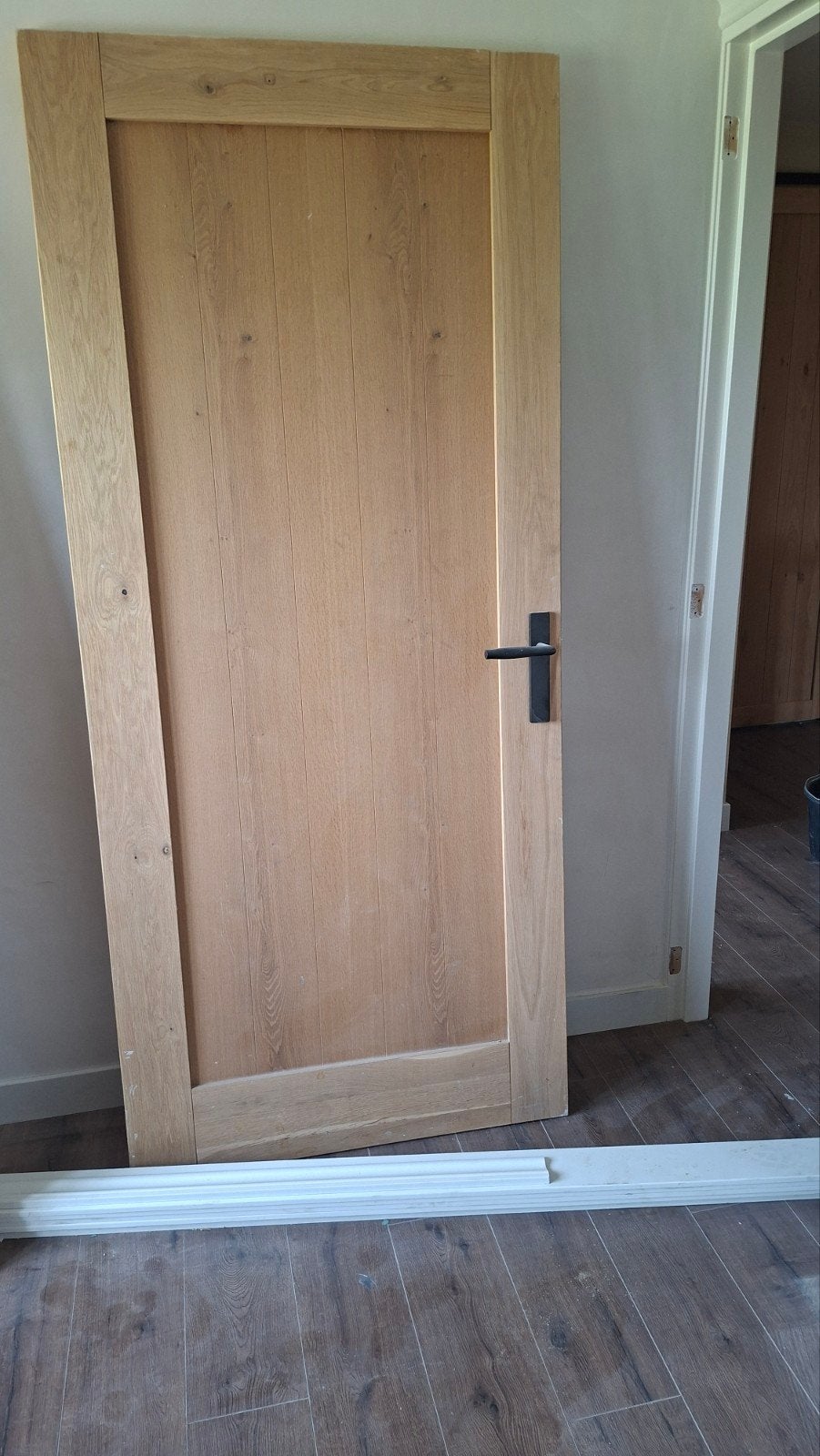 Massief Eiken Binnendeur 93x210.5 cm - Landelijke Stijl, Doe-het-zelf en Verbouw, 80 tot 100 cm, Binnendeur, Ophalen of Verzenden
