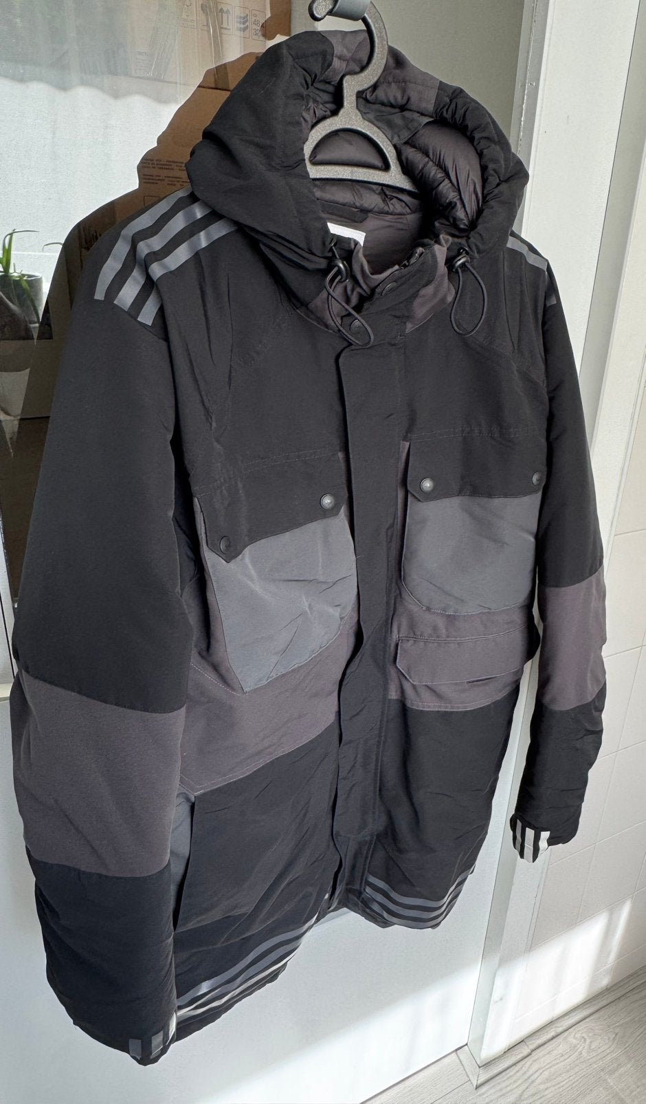 Adidas heren winter herfst jas maat M valt als L, Ophalen of Verzenden, Zo goed als nieuw, Maat 48/50 (M), Grijs