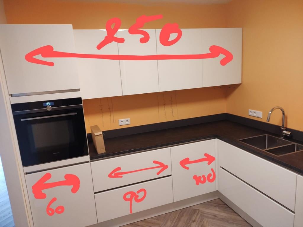 Moderne hoekkeuken met apparatuur - Wit/Antraciet, Ophalen, Gebruikt, Wit, Hoekkeuken