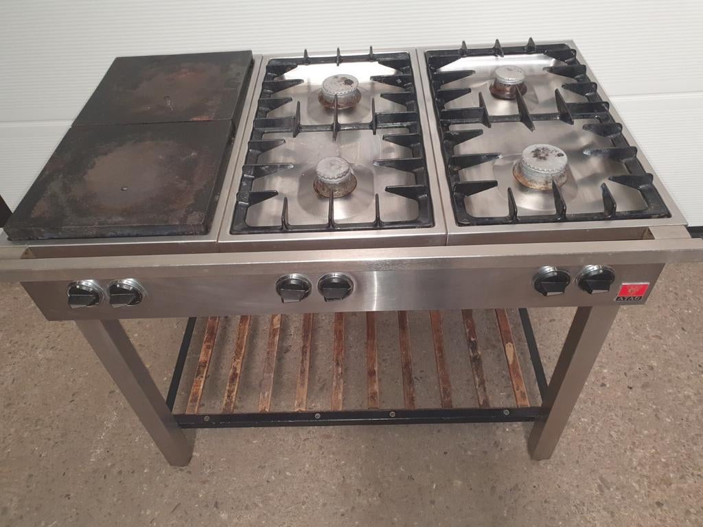 ATAG Gasfornuis met 4 pitten en bakplaat, Ophalen, Gebruikt, 60 cm of meer, 4 kookzones