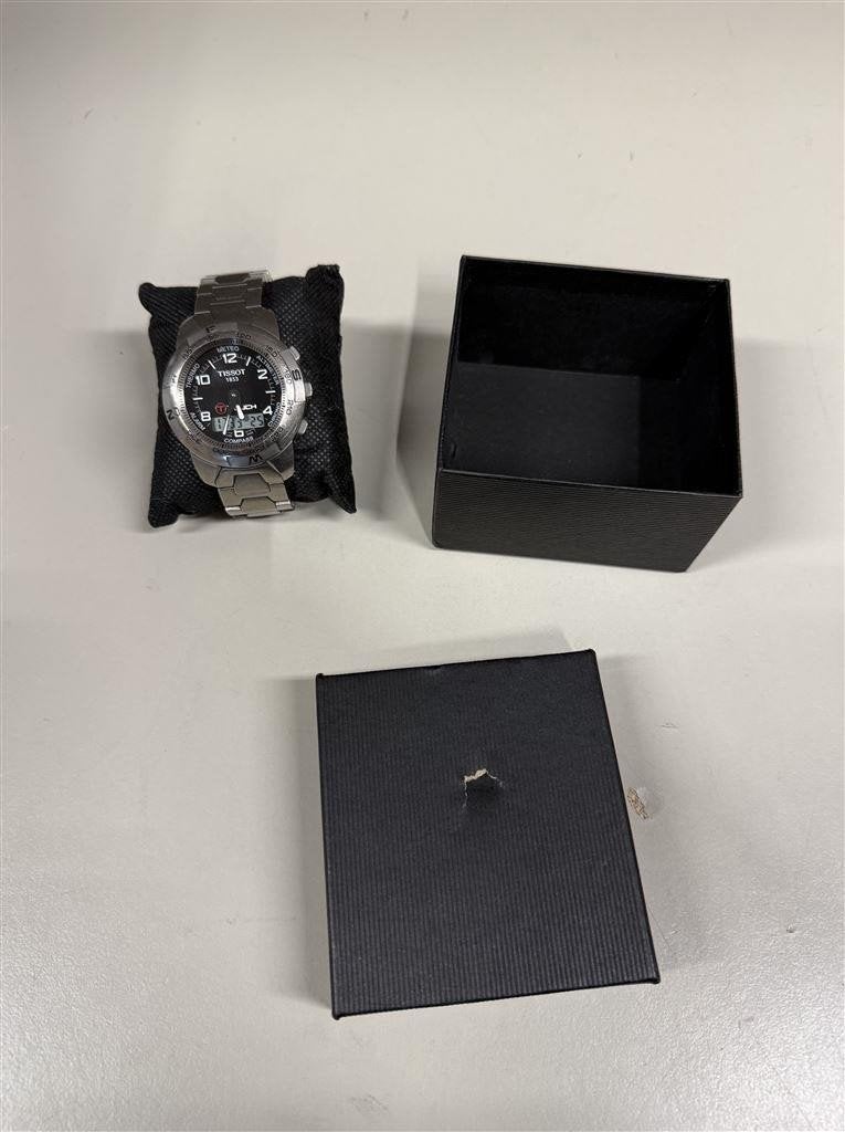 Horloge - Tissot T touch Titanium Z53/353 Smart watch, Ophalen of Verzenden, Zo goed als nieuw, Zwart, Zilver