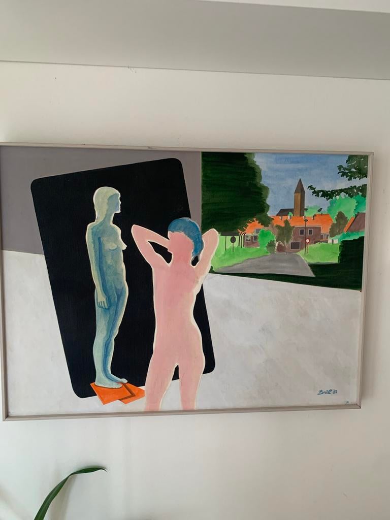 Schilderij Heino Brull - Surrealistisch tafereel, Antiek en Kunst, Kunst | Schilderijen | Modern, Ophalen