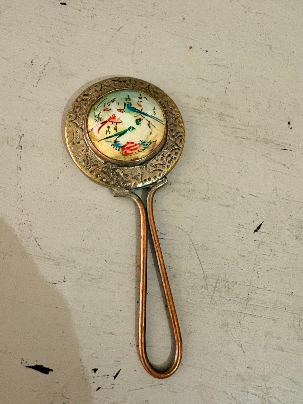 Antiek Perzisch Handspiegeltje met Parelmoer Miniatuur, Antiek en Kunst, Ophalen of Verzenden