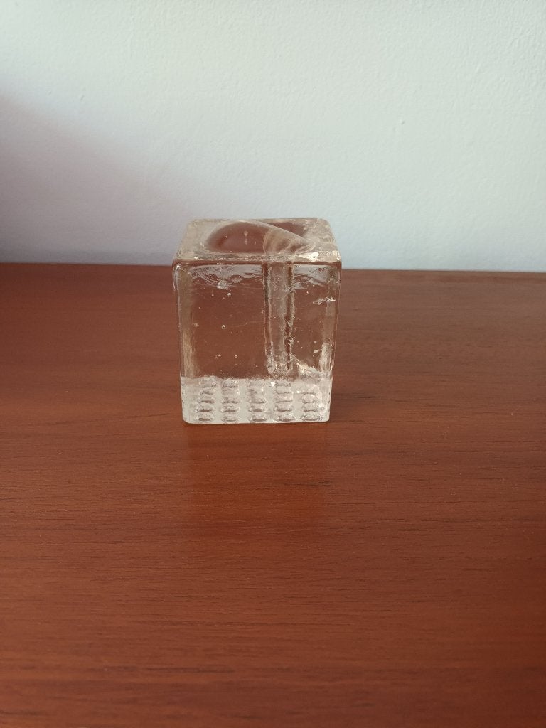 Sofifleur vaasje/ KUBUS/ licht roze glas, Ophalen of Verzenden