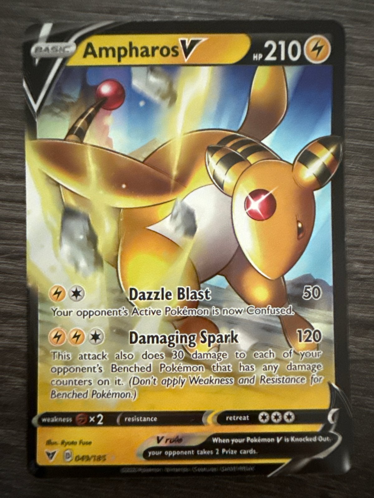 Pokémon TCG: Ampharos V (049/185) - Battle Styles, Ophalen of Verzenden, Zo goed als nieuw, Losse kaart