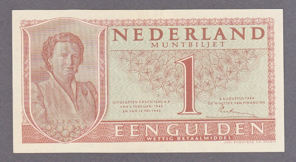 Juliana - 1 gulden 1949 UNC- 1e cijfertype  - P72, AV7.1a.1, Verzenden, 1 gulden, Los biljet