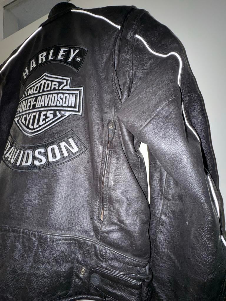 Harley Davidson Leren Jas M met Reflecterende Logo's Unisex, Ophalen of Verzenden, Tweedehands, Dames, Jas | leer