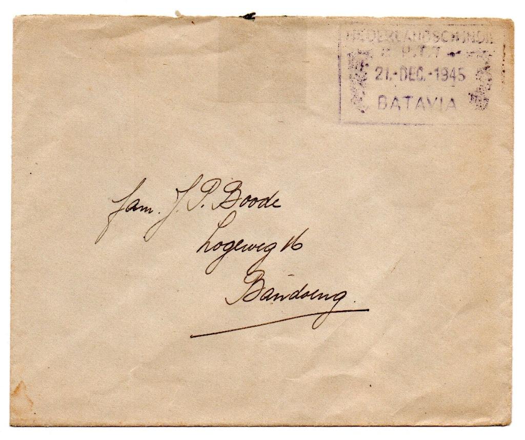 Nederlands Indië : Envelop met zeldzaam stempel BATAVIA 1945, Postzegels en Munten, Brieven en Enveloppen | Nederland, Verzenden