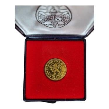 Nederland gouden 50 uniedaalders in doosje, Ophalen of Verzenden, Goud