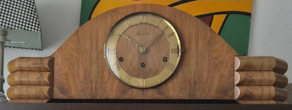 Antieke Symphonie Schouwklok - Hout met Slagwerk, Antiek en Kunst, Ophalen